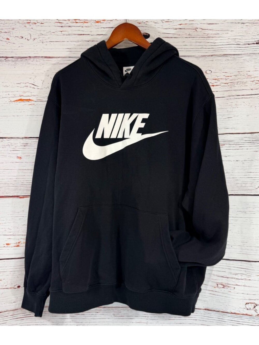 Nike Mens Black Pullover Hoodie XXL Fleece Lined With Kangaroo Pocket